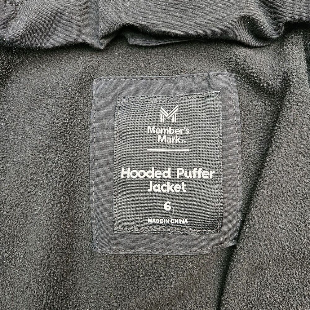 MEMBERS MARK Boys SZ 6 Puffer Jacket Black Warm Removable Hood Coat Fleece - Picture 4 of 8